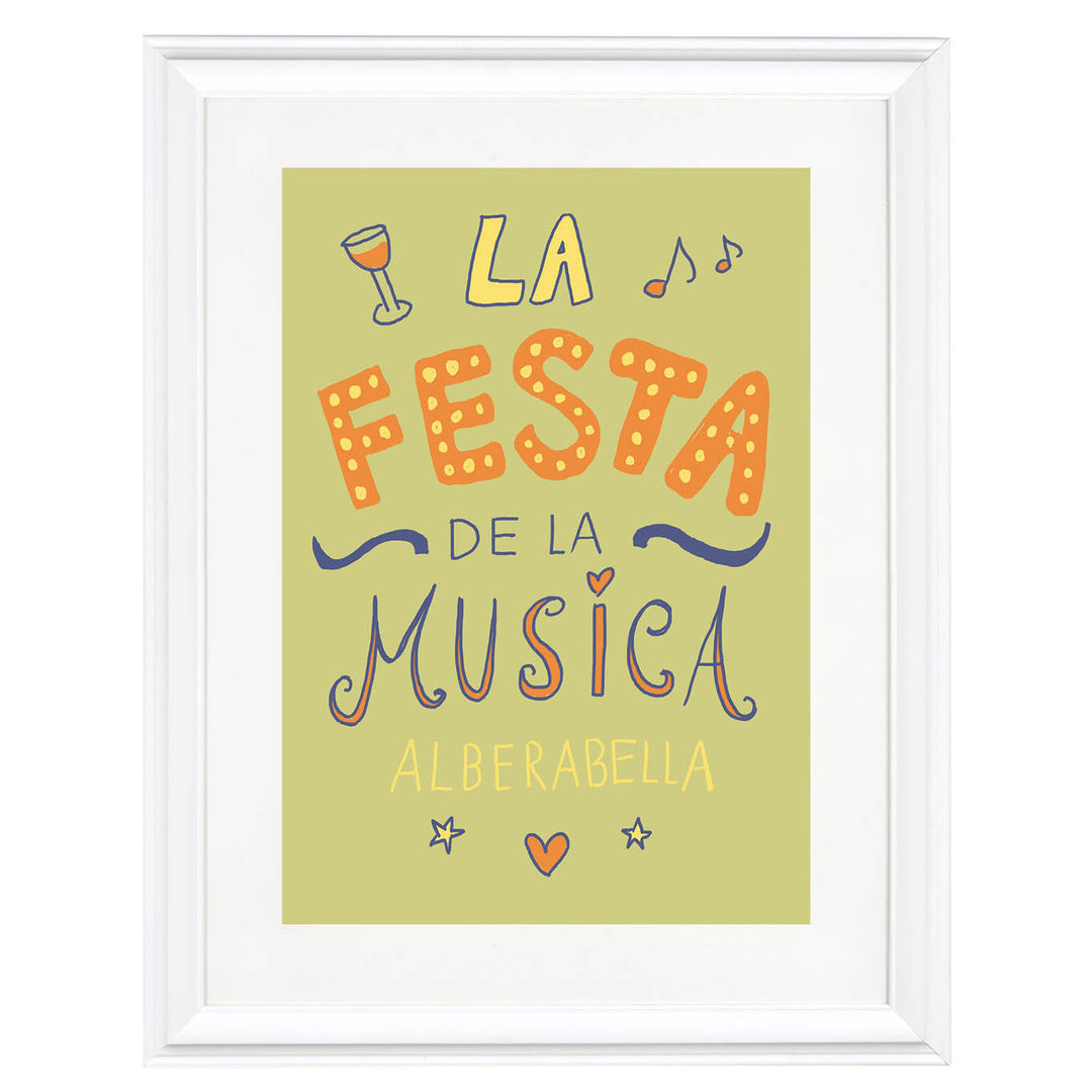 music festival wall art, colorful boho print, party celebration decor, Spanish typography art, lively living room wall art, whimsical art print