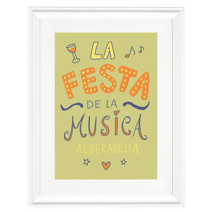 music festival wall art, colorful boho print, party celebration decor, Spanish typography art, lively living room wall art, whimsical art print