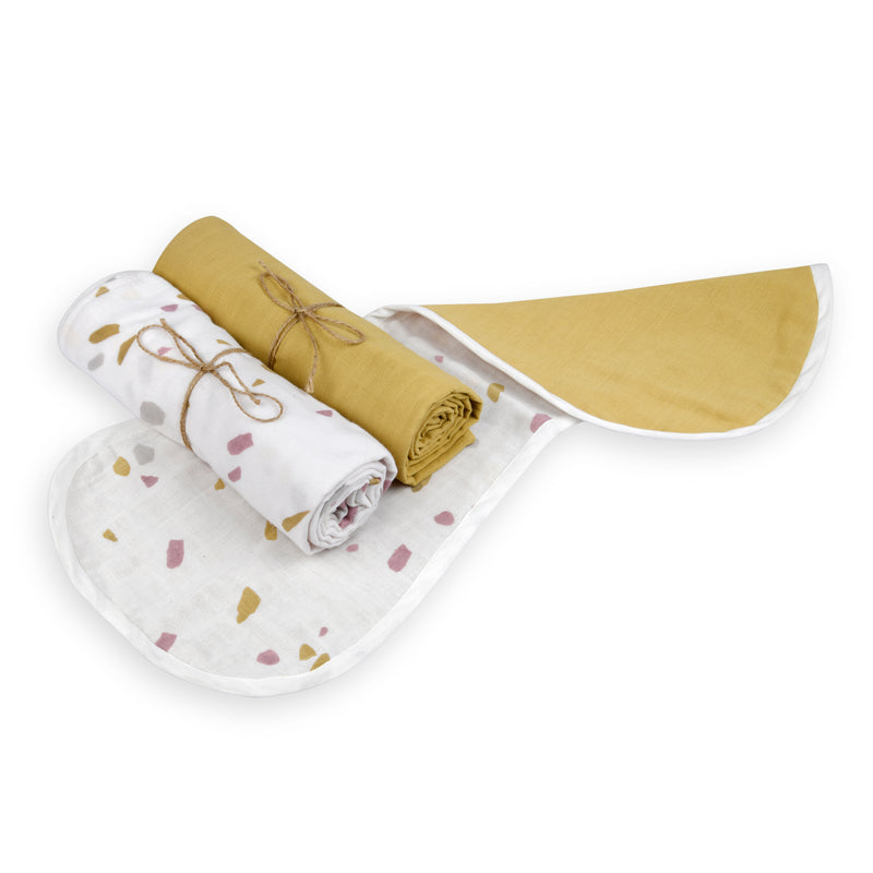 Rocks & Pebbles - Burp Cloth & Swaddles (Set of 3)