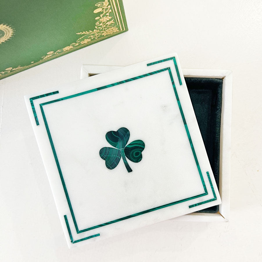 Marble Inlay Trinket Desk Box