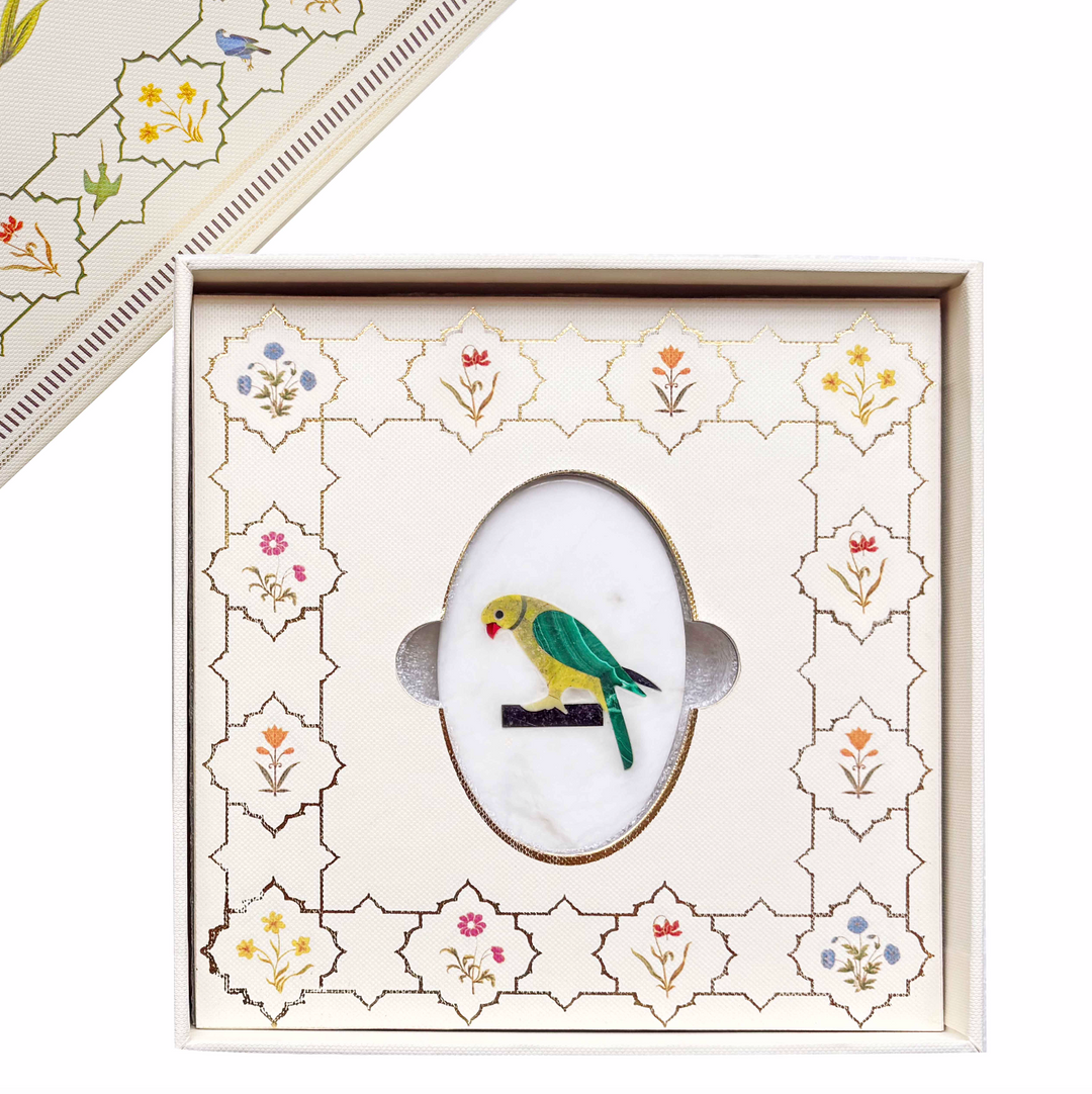 Marble Inlay Bird Trinket Box