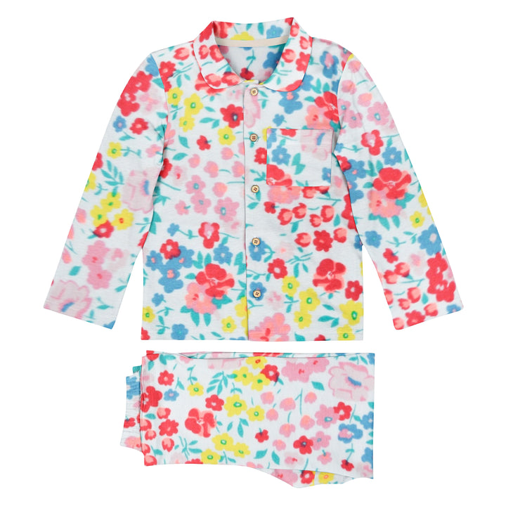 Organic Full Sleeved Collared Pajama Set - Flower