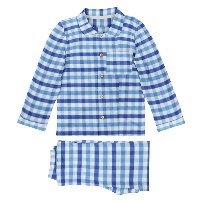 Organic Full Sleeved Collared Pajama Set - Checks