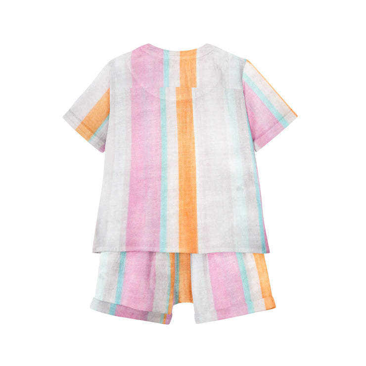 Organic Pajama Short Set - Pink & Orange