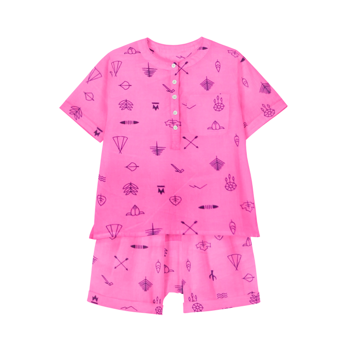 Organic Pajama Shorts Set - Lines