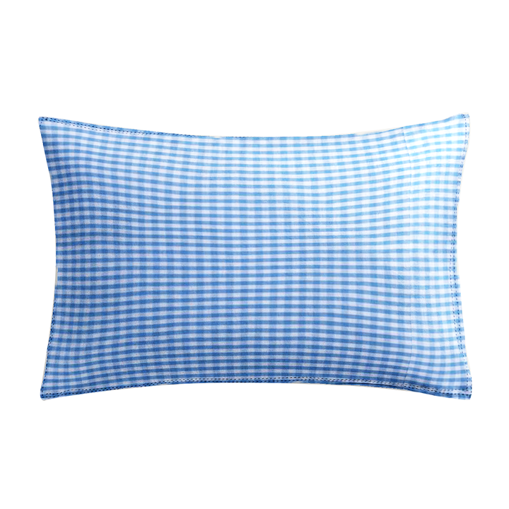 Organic Baby Pillow Cover with Filler Blue Checks