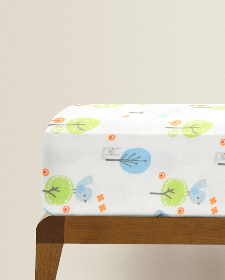 Organic Fitted Crib Sheet - Birdie Print