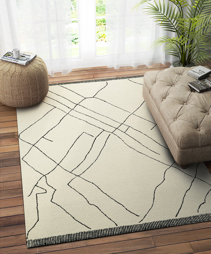 IVORY BLACK GEOMETRIC CARPET