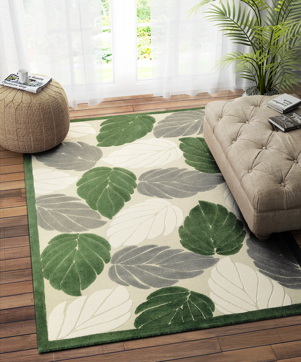 GREEN IVORY FLORAL CARPET