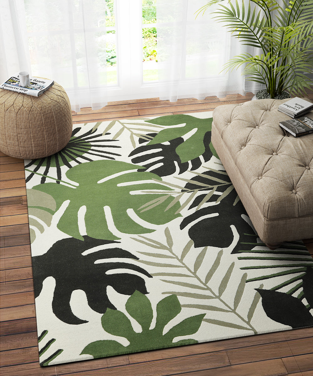 GREEN IVORY FLORAL CARPET