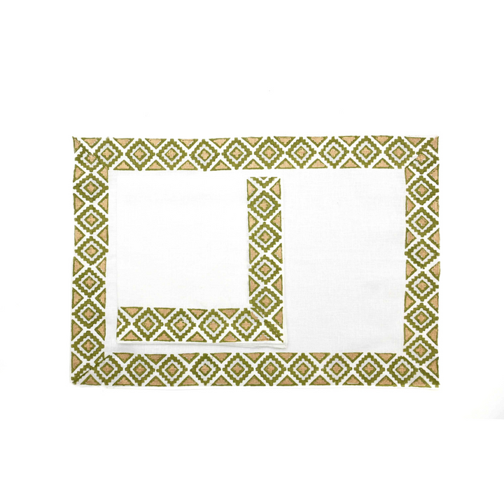 Placemats and Napkins - Gold & Olive