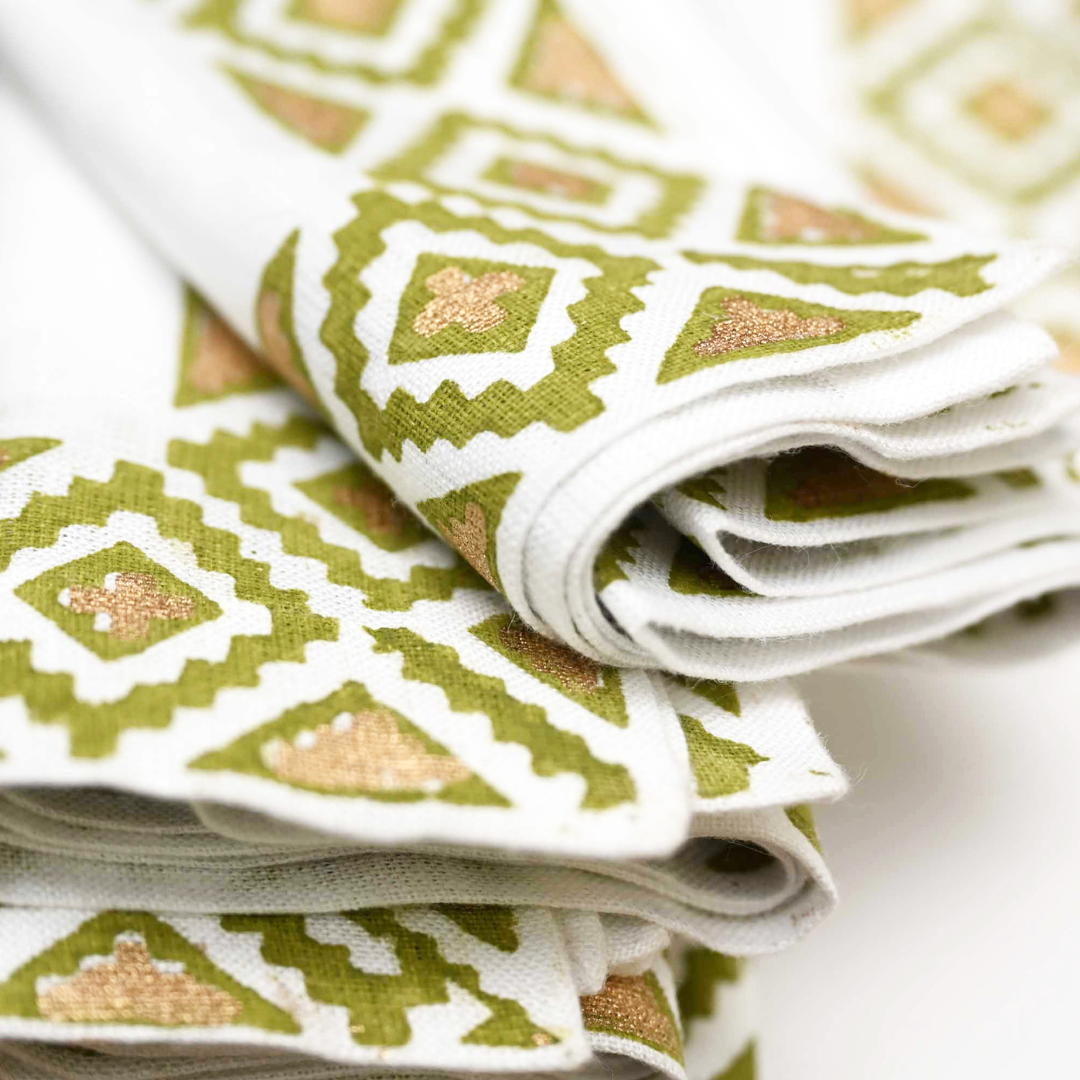 Placemats and Napkins - Gold & Olive