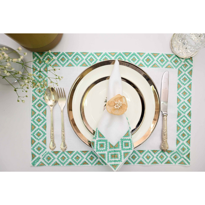 Placemats and Napkins - Gold & Turquoise