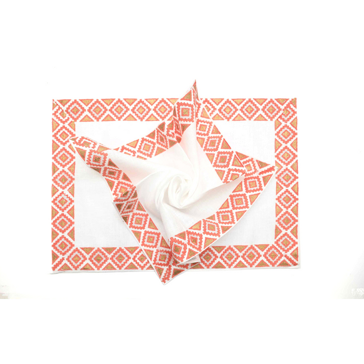 Placemats and Napkins - Gold & Peach