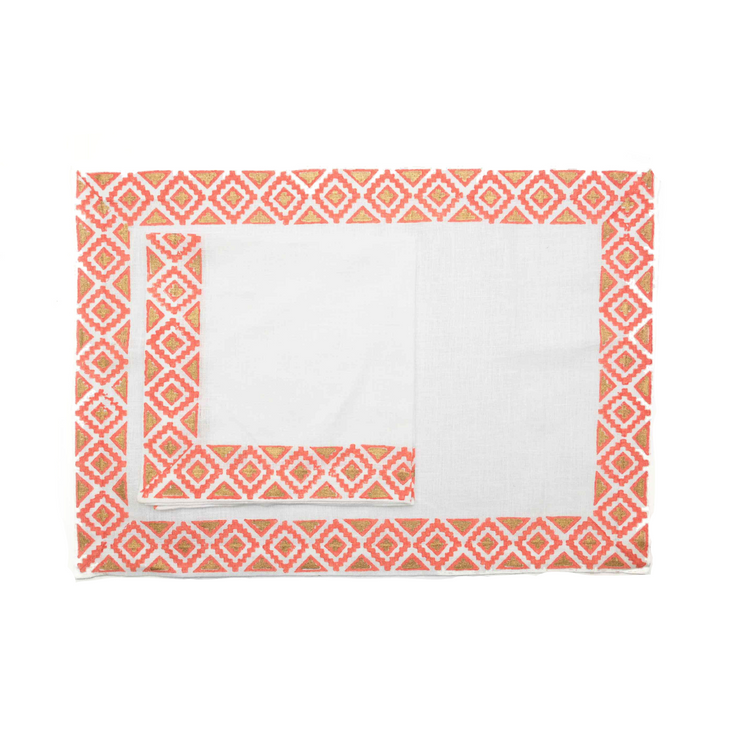 Placemats and Napkins - Gold & Peach