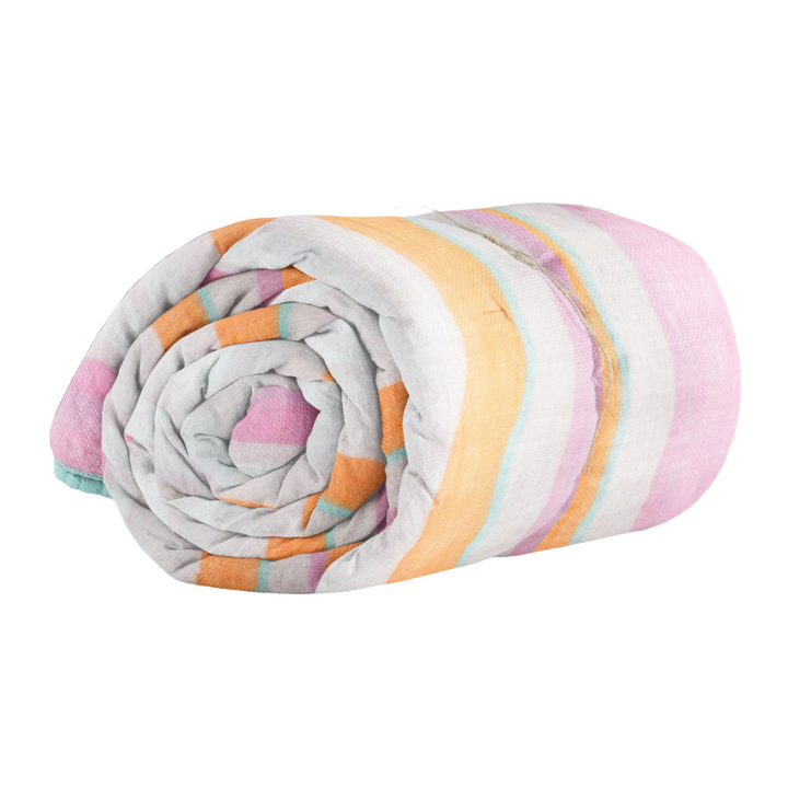 Organic Baby Quilt - Pink & Orange Stripe