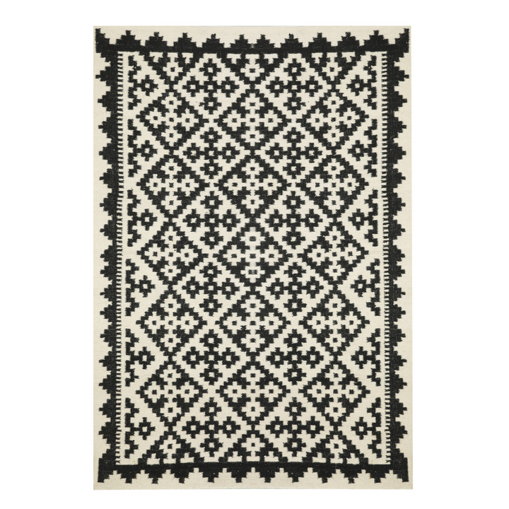 BLACK AND WHITE PIXLE KILIM DHURRIE