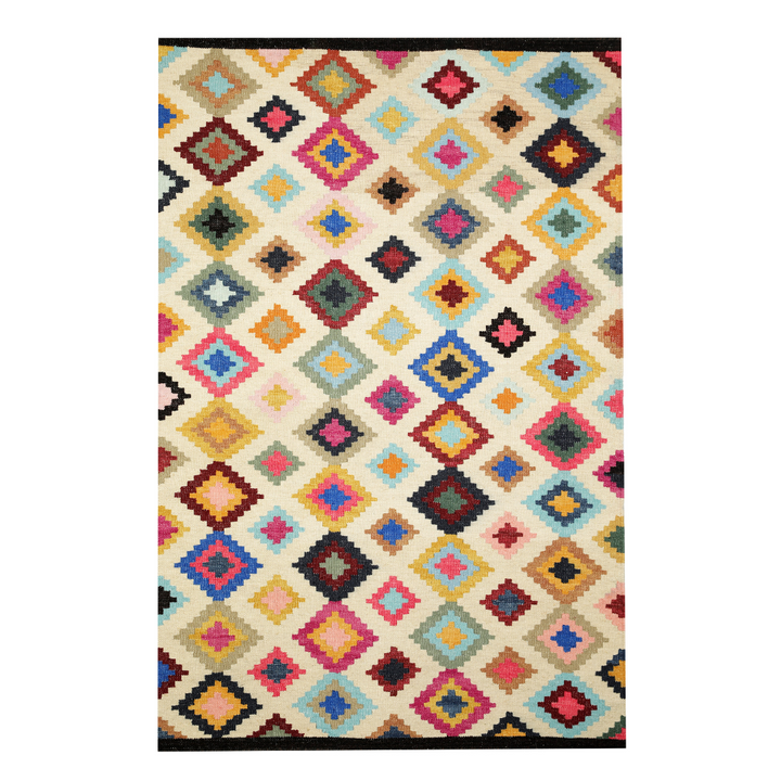 IVORY MULTICOLOR PIXLE KILIM DHURRIE