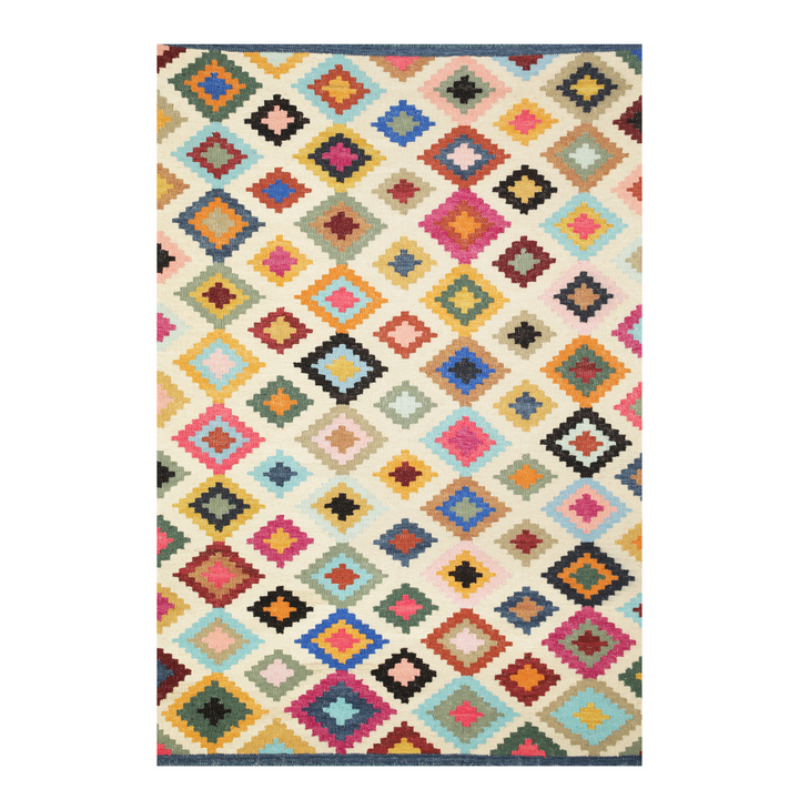 IVORY MULTICOLOR PIXLE KILIM DHURRIE