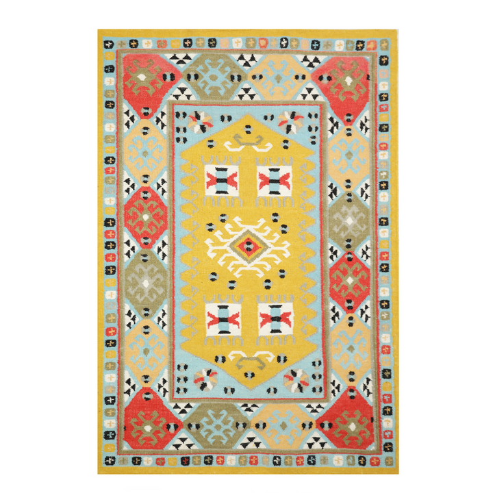 YELLOW MULTICOLOR KILIM DHURRIE