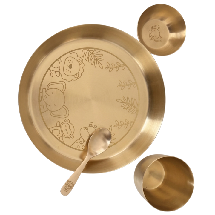 Little Jungle Kids Brass Thali Set