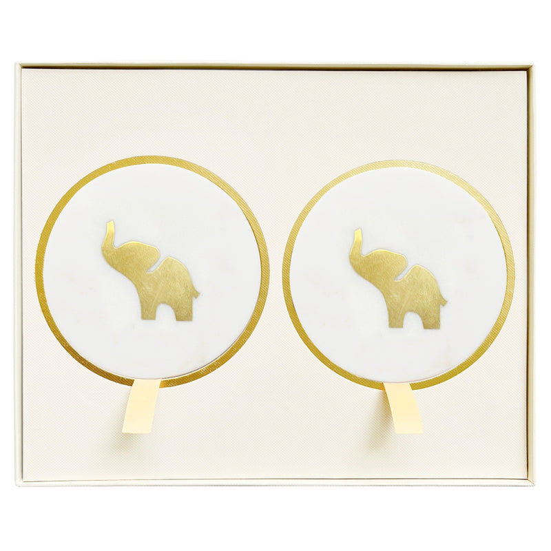 Elephant Marble Coasters Gift Set