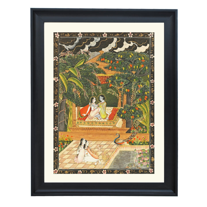 Krishna and Radha on terrace, anonymous, 1800 - 1949 Art Print