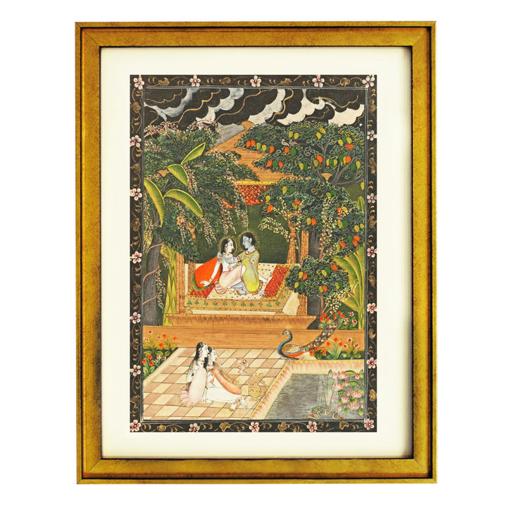 Krishna and Radha on terrace, anonymous, 1800 - 1949 Art Print