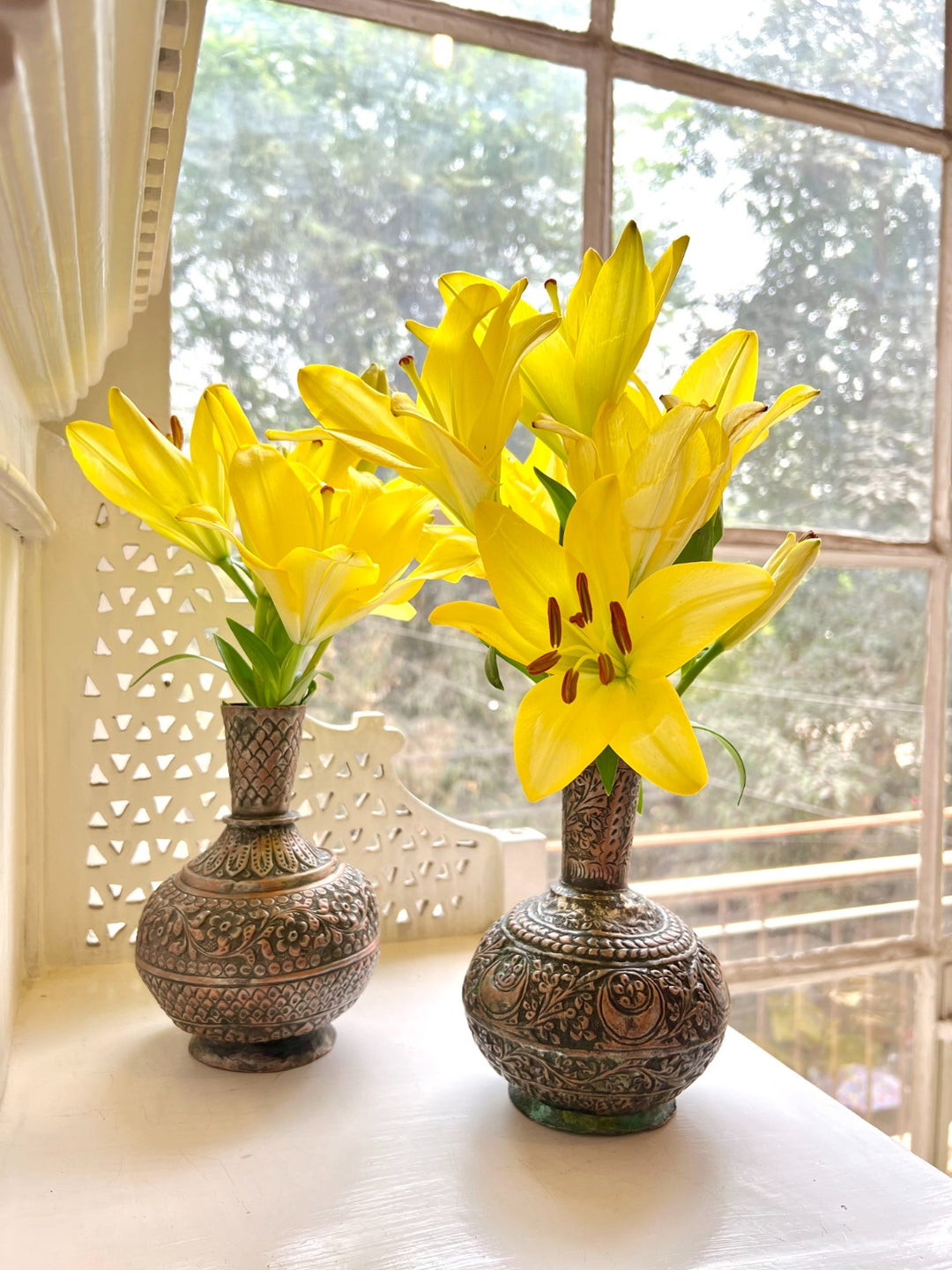 Vintage Copper Surahi Vases Set