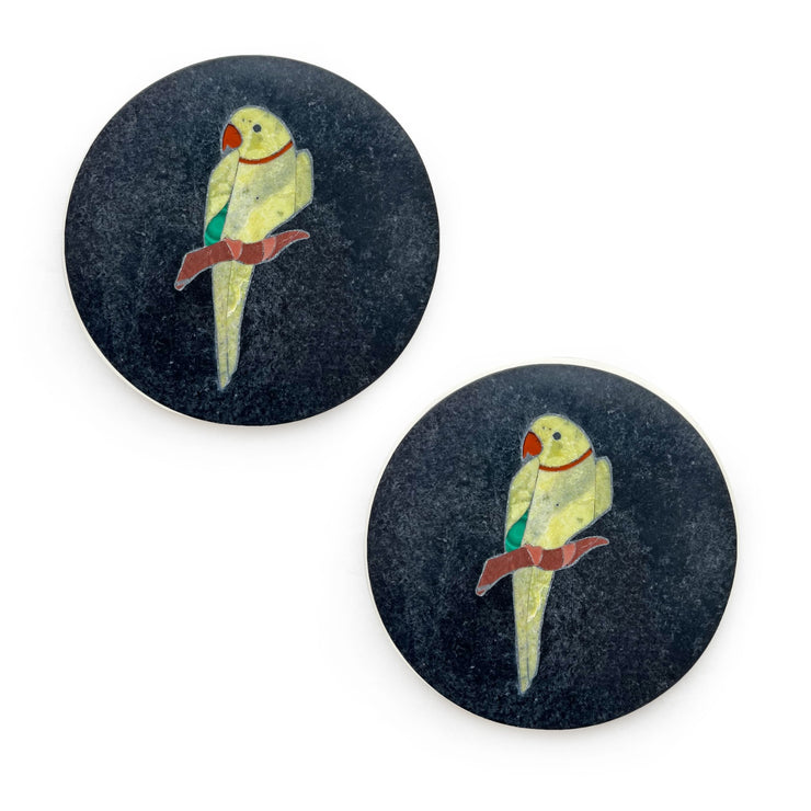 Parrot, Black Marble Coasters