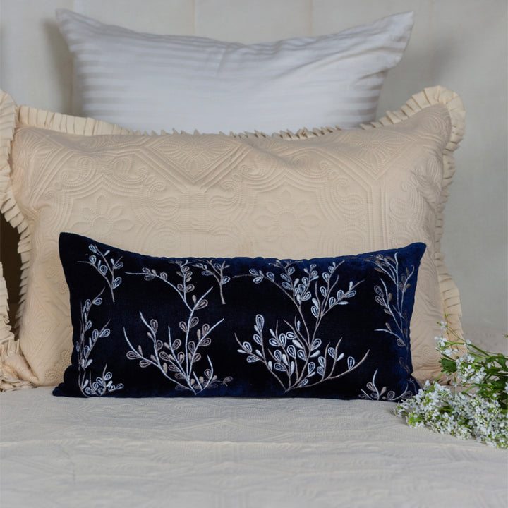 Blue Paisley Embroidered cushion Cover