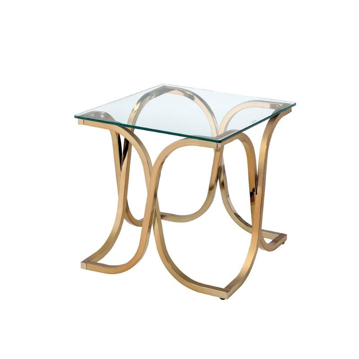 Square Glass Top End Table in Champagne