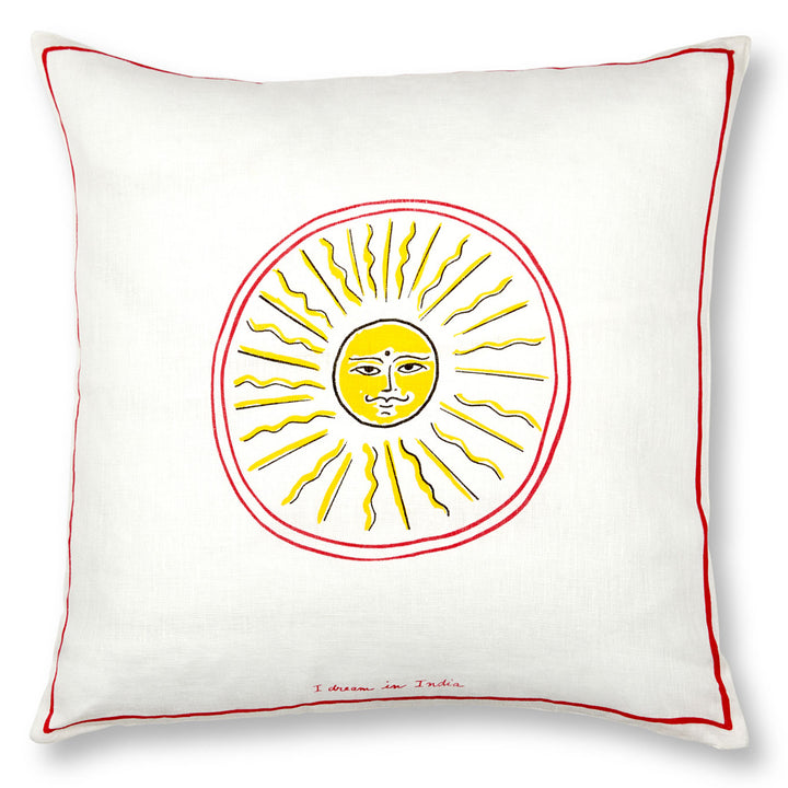 Smirking sun cushion cover