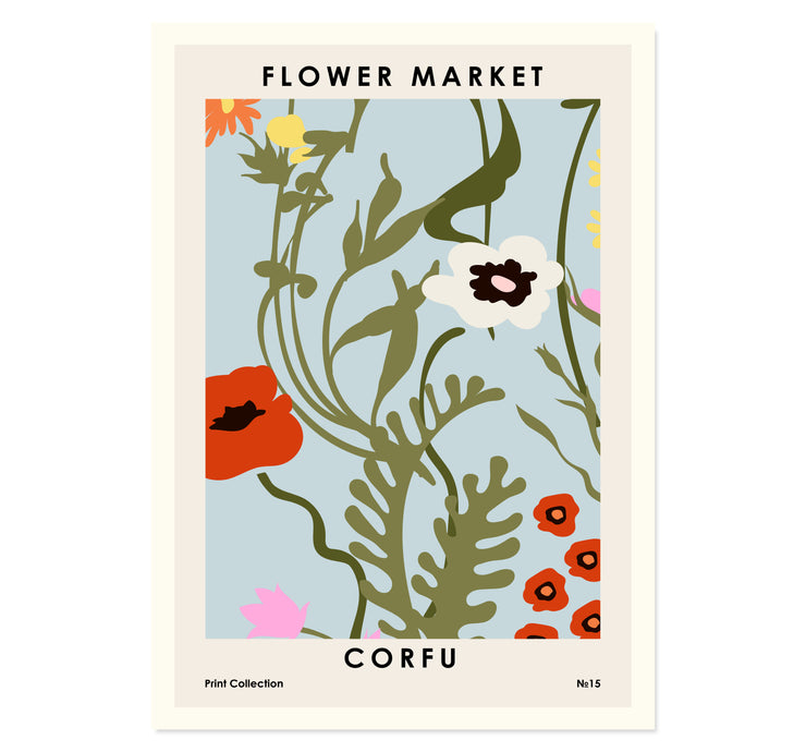 Flower Market Corfu Art Print