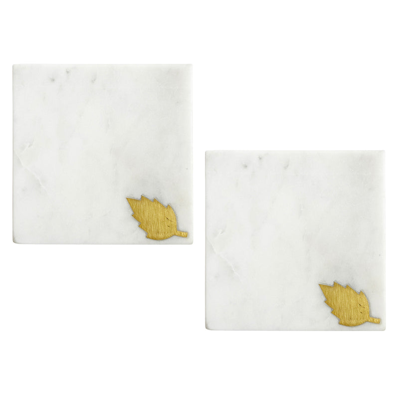 Leaf Inlay Coasters - Set of 2