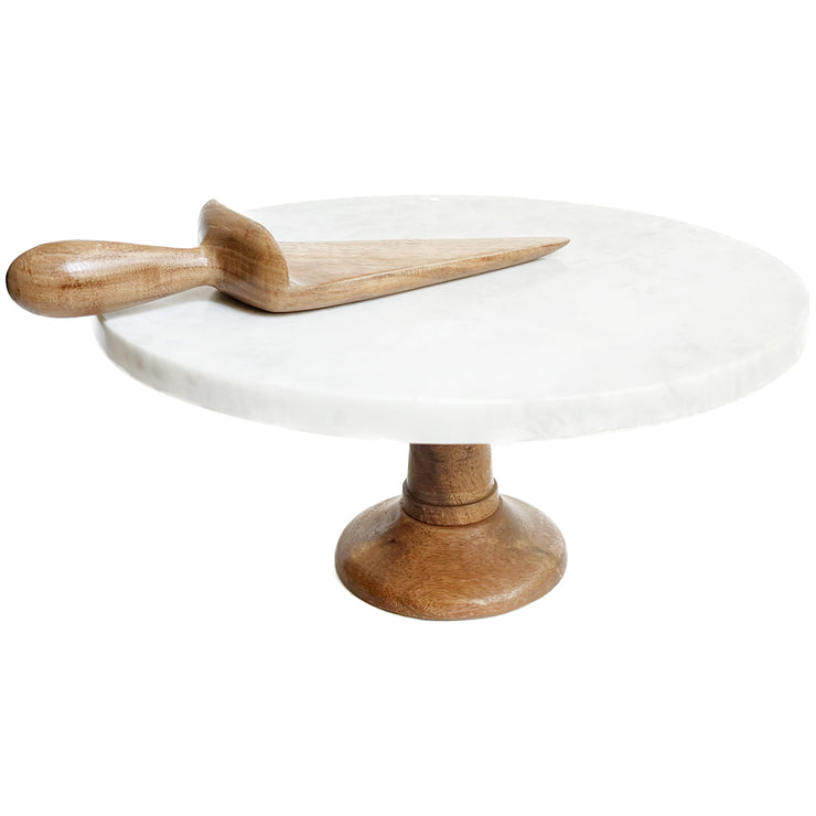 Marble & Wood Cake Stand