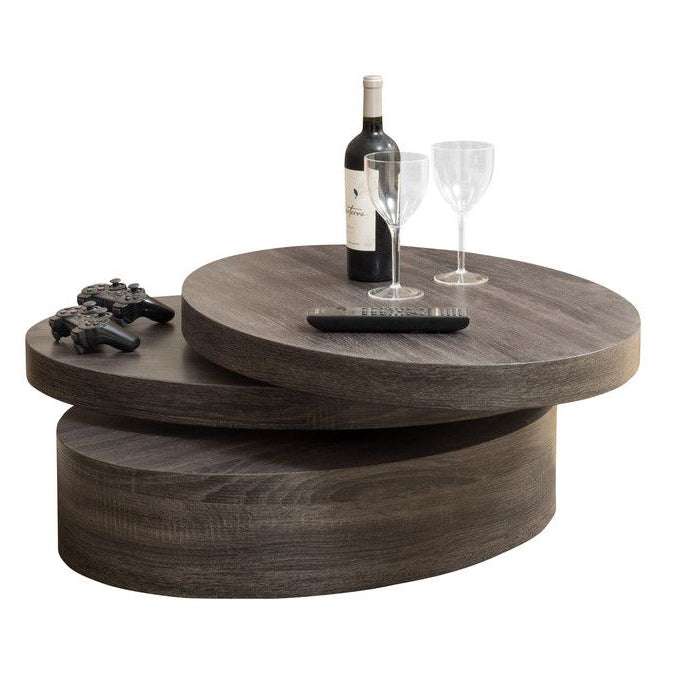 Oval Mod Rotating Wood Coffee Table