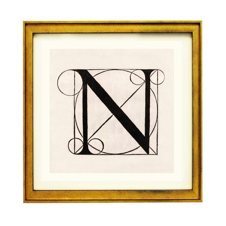 Architectural Letter N from De Divina Proportione by Leonardo da Vinci