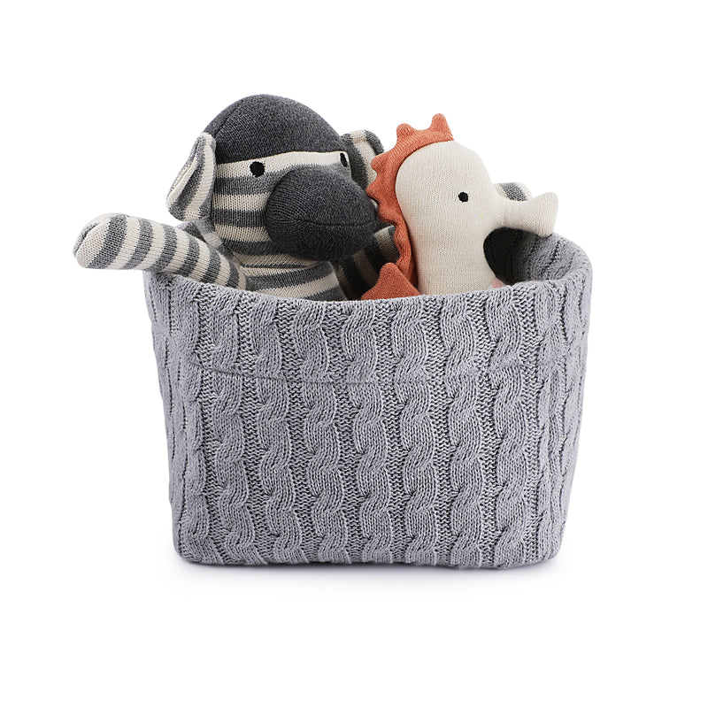 Organic Cotton Baby Basket | Cable Knitted