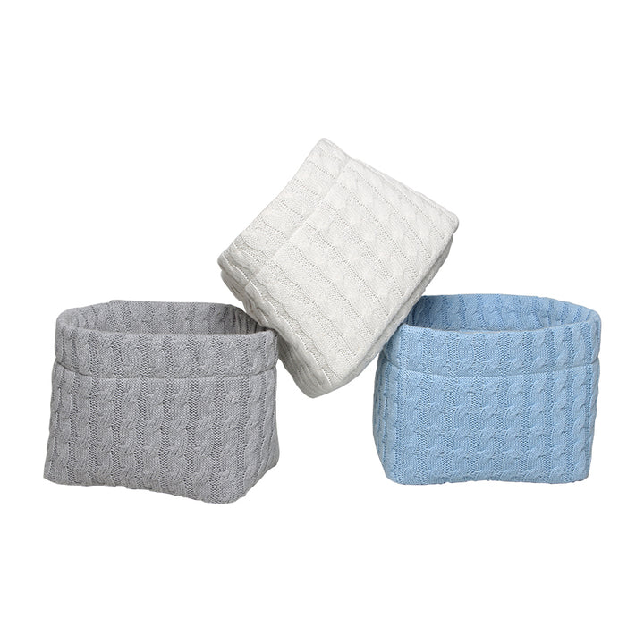 Organic Cotton Baby Basket | Cable Knitted