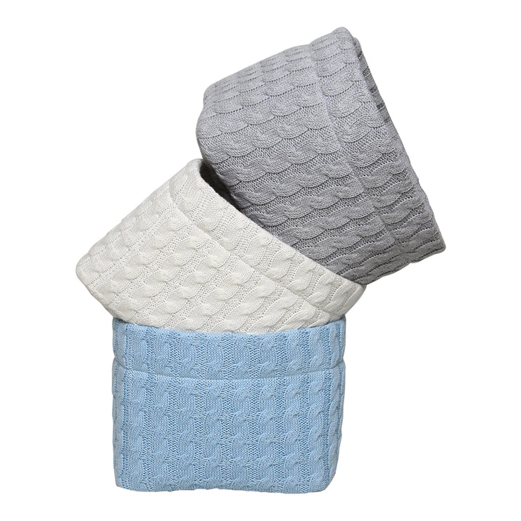 Organic Cotton Baby Basket | Cable Knitted