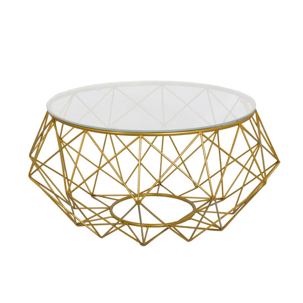 Diamond Wire Gold tone Metal Coffee Table