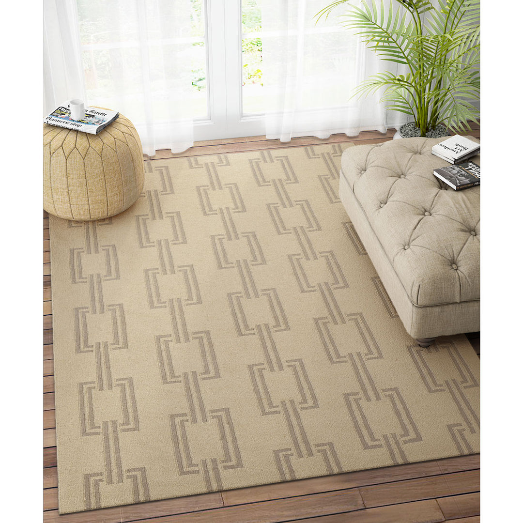 BEIGE AND GREY GEOMETRIC DHURRIE