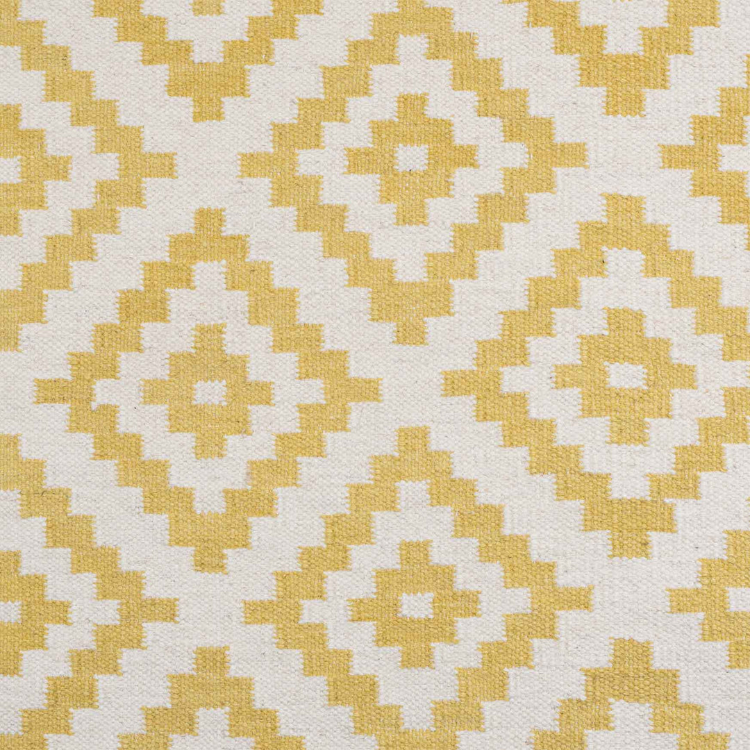 YELLOW IVORY PIXEL KILIM HAND WOVEN DHURRIE