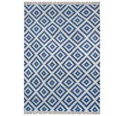 NEVY BLUE IVORY PIXEL KILIM HAND WOVEN DHURRIE
