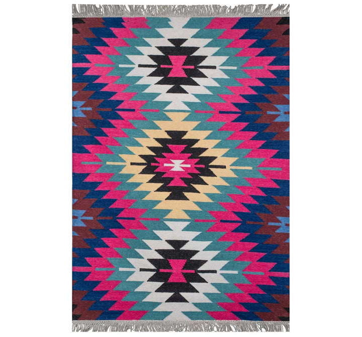 MULTICOLOR AZTEC KILIM HAND WOVEN DHURRIE