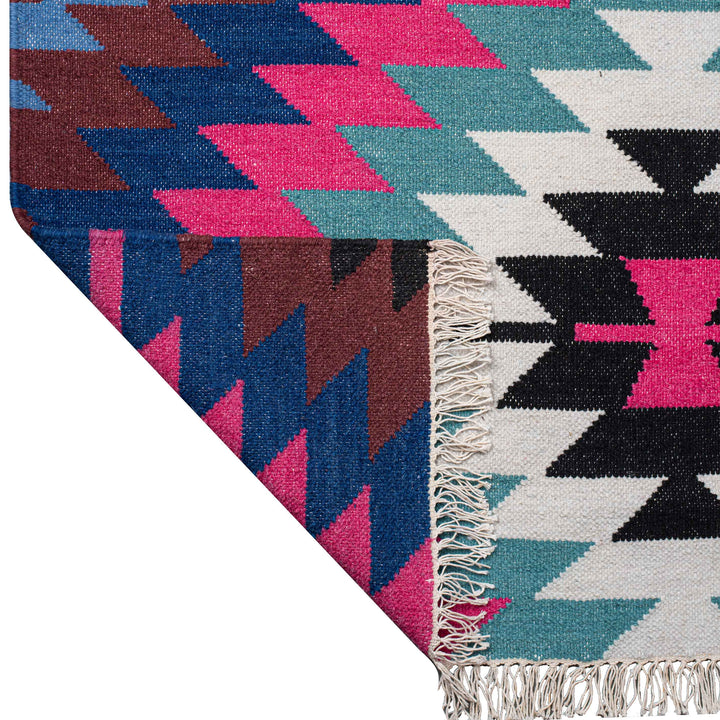 MULTICOLOR AZTEC KILIM HAND WOVEN DHURRIE