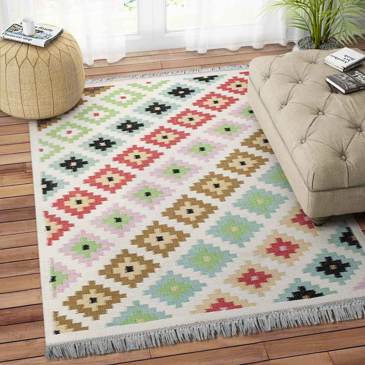 MULTICOLOR PIXEL KILIM HAND WOVEN DHURRIE