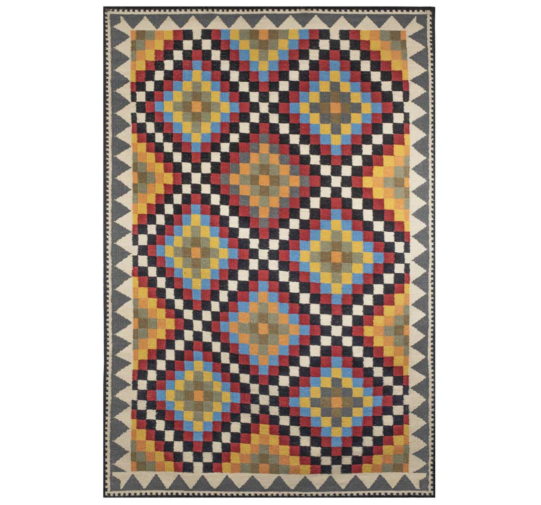 MULTICOLOR PIXEL KILIM HAND WOVEN DHURRIE