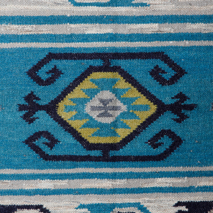 BLUE GREY KILIM HAND WOVEN DHURRIE